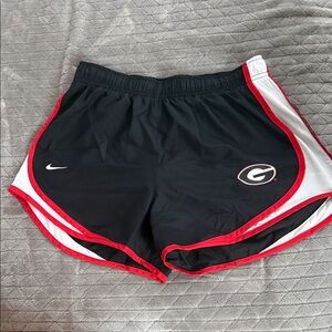 Nike Women's Black and White Athletic Shorts with Red Trim